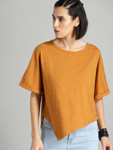 

Roadster Women Mustard Yellow Solid Boxy Top