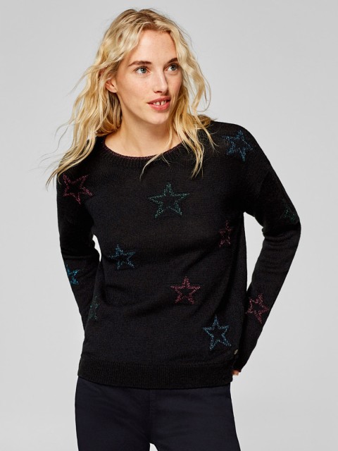 

ESPRIT Women Black Shimmer Detail Pullover