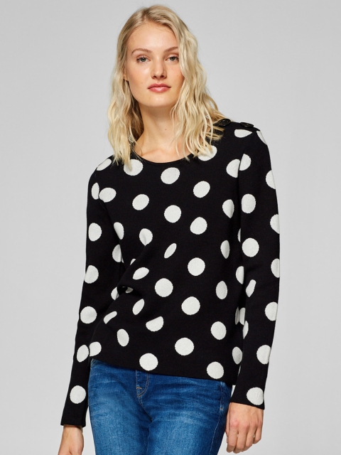 

ESPRIT Women Black & White Printed Pullover