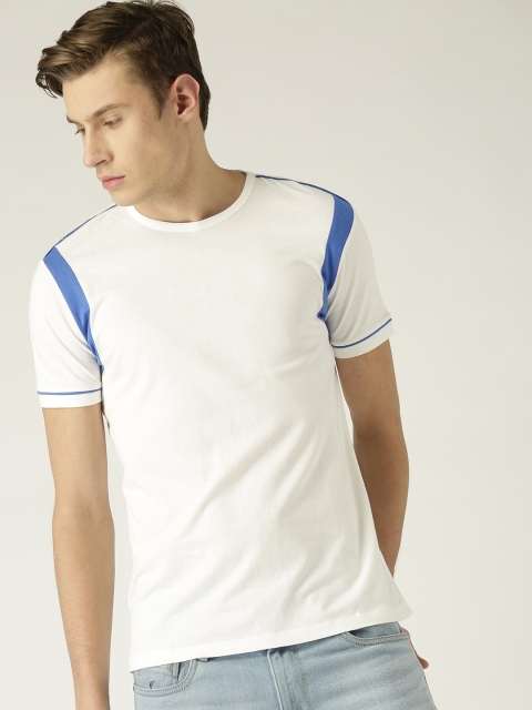

ESPRIT Men White Solid Round Neck T-shirt