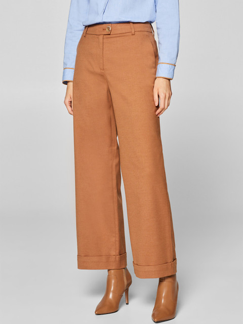 

ESPRIT Women Brown Regular Fit Solid Parallel Trousers