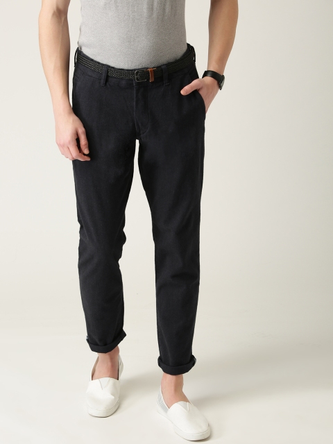 

ESPRIT Men Navy Blue Slim Fit Solid Trousers