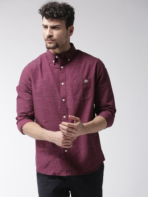 

Aeropostale Men Burgundy Slim Fit Solid Casual Shirt