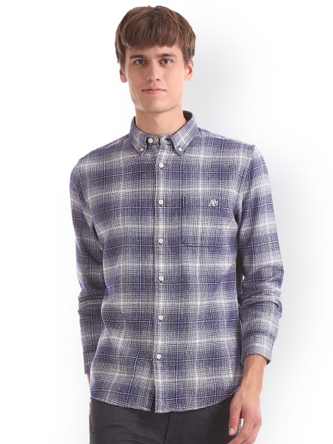 

Aeropostale Men Blue & Grey Slim Fit Checked Casual Shirt