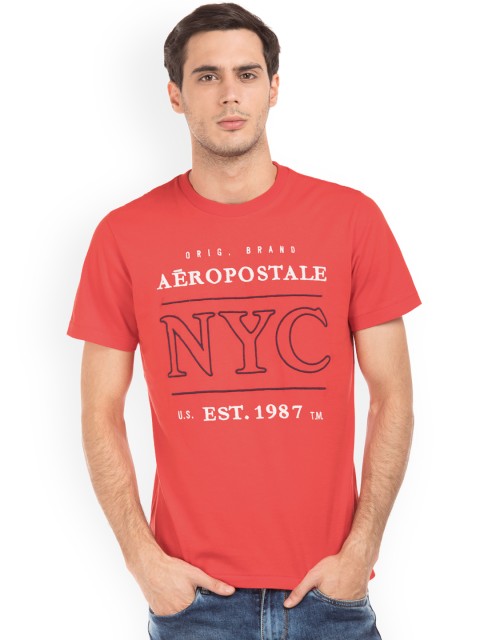 

Aeropostale Men Red Printed Round Neck T-shirt