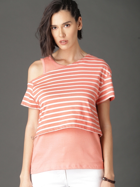 

Roadster Peach-Coloured Striped Layered Tank t-shirt