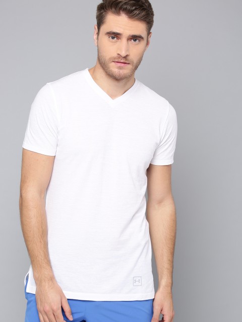 

Under Armour Men White Solid Sportstyle Core V-Neck T-shirt