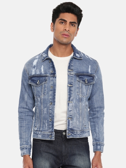 

Pepe Jeans Men Blue Washed Distressed Denim Jacket