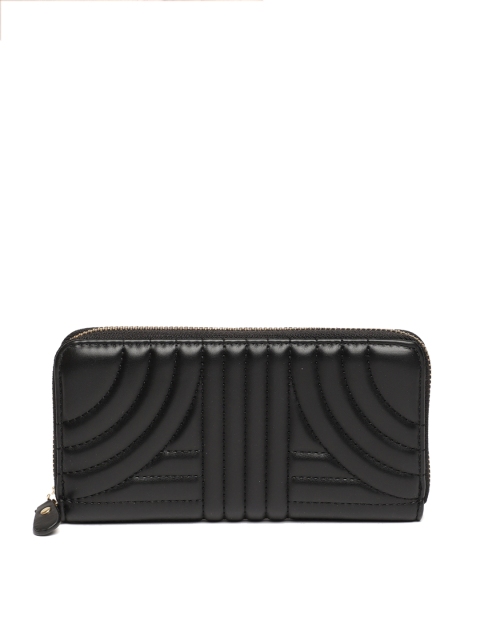 

Ginger by Lifestyle Women Black Textured Zip Around Wallet