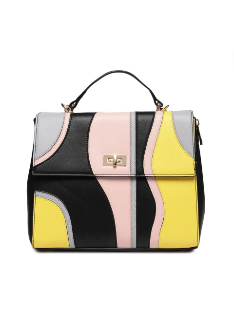 

CODE by Lifestyle Black & Yellow Colourblocked Satchel