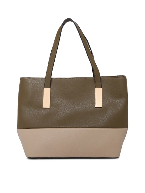 

CODE by Lifestyle Olive Green & Beige Colourblocked Shoulder Bag
