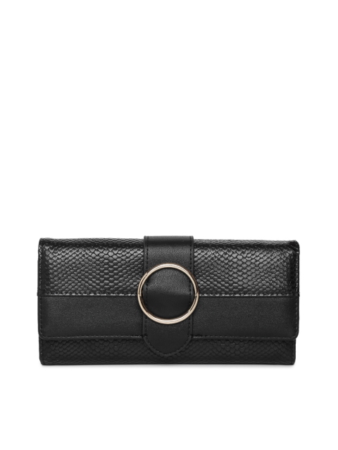 

Ginger by Lifestyle Women Black Solid Three Fold Wallet