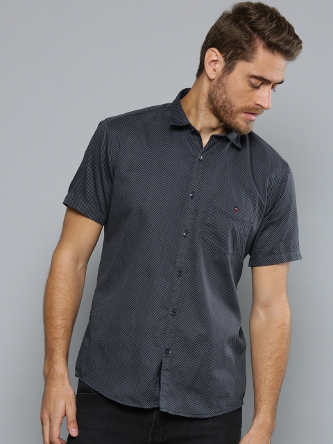 

Louis Philippe Sport Men Navy Blue & Grey Slim Fit Printed Casual Shirt