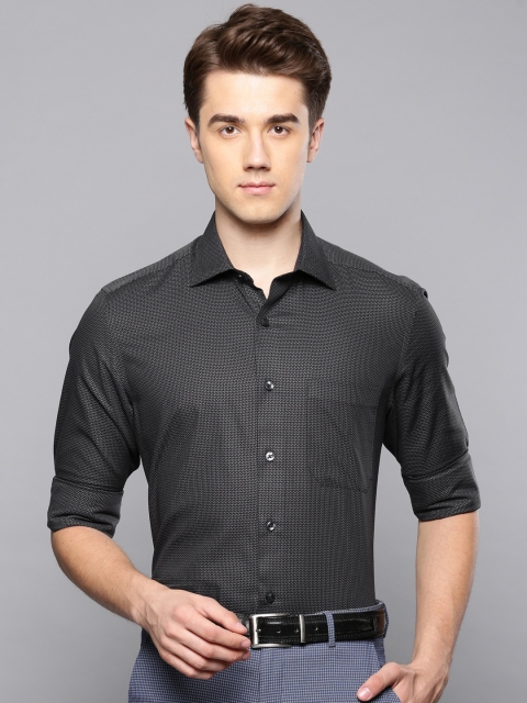 

Louis Philippe Men Charcoal Grey Slim Fit Self Design Formal Shirt