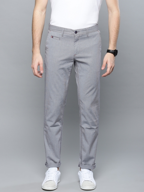 

Louis Philippe Sport Men Blue Self-Design Trousers
