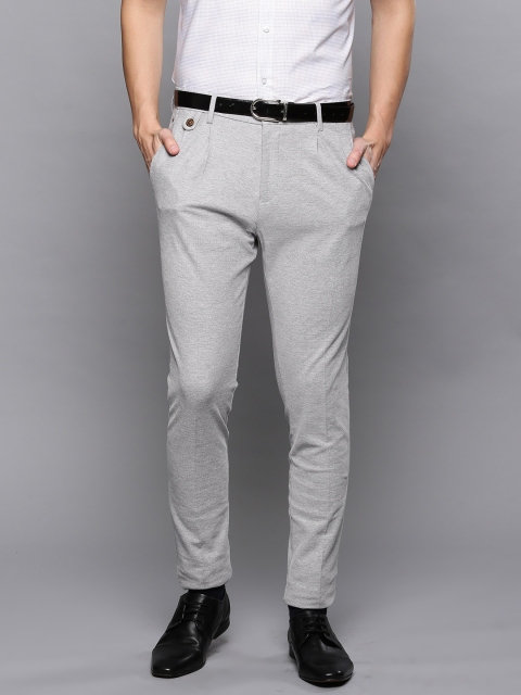 

Louis Philippe Men Grey Super Slim Fit Self Design Formal Trousers