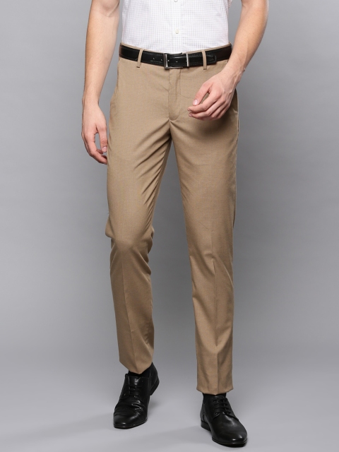 

Louis Philippe Men Brown Slim Fit Self Design Formal Trousers