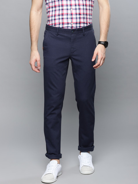 

Louis Philippe Sport Men Navy Blue Self-Design Trousers