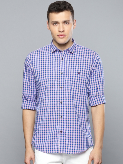 

Louis Philippe Sport Men Pink & Blue Slim Fit Checked Casual Shirt