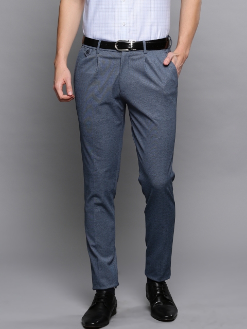 

Louis Philippe Men Blue Slim Fit Self Design Formal Trousers