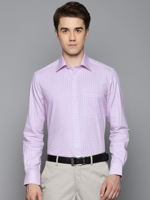 

Louis Philippe Men White & Purple Slim Fit Checked Formal Shirt