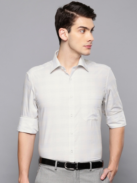 

Louis Philippe Men Off-White & Blue Classic Regular Fit Checked Formal Shirt