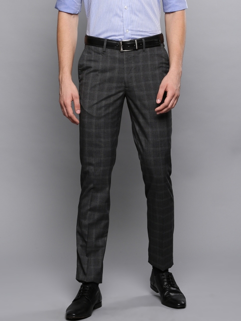 

Louis Philippe Men Grey Slim Fit Checked Wrinkle Free Formal Trousers