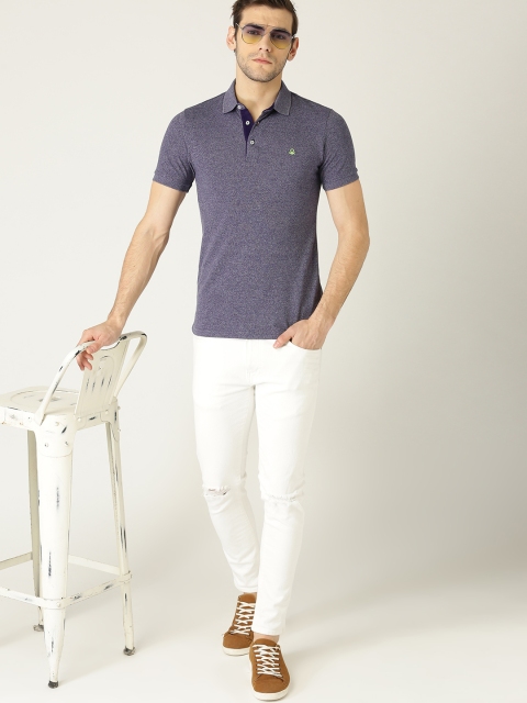 

United Colors of Benetton Men Purple Solid Polo Collar T-shirt