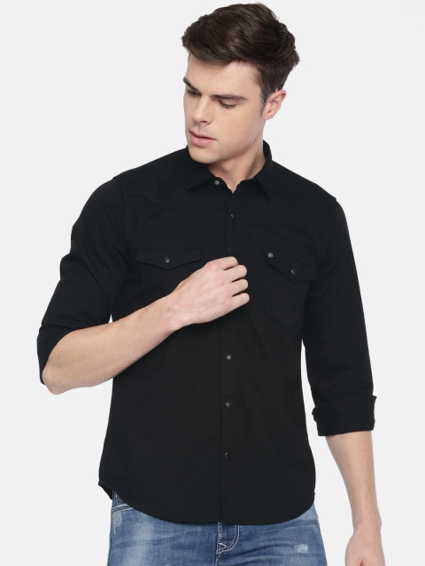 

Pepe Jeans Men Black Victor Slim Fit Solid Casual Shirt