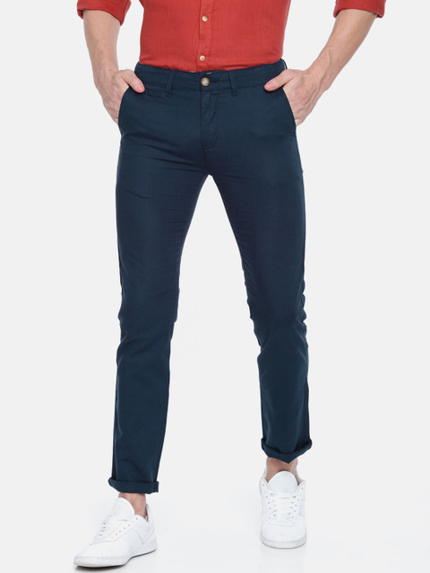 

Pepe Jeans Men Navy Blue Slim Fit Solid Chinos