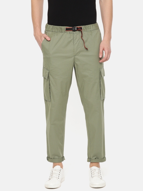 

Pepe Jeans Men Olive Green Regular Fit Solid Cargos