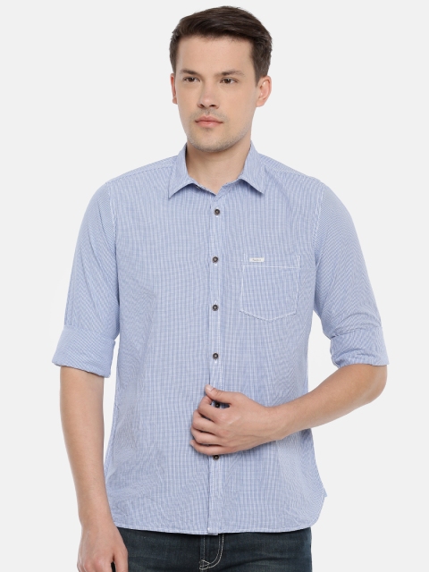 

Pepe Jeans Men Blue & White Slim Fit Checked Casual Shirt