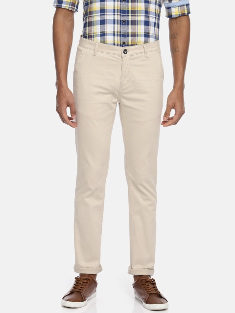 

Pepe Jeans Men Beige Ken Slim Fit Solid Regular Trousers