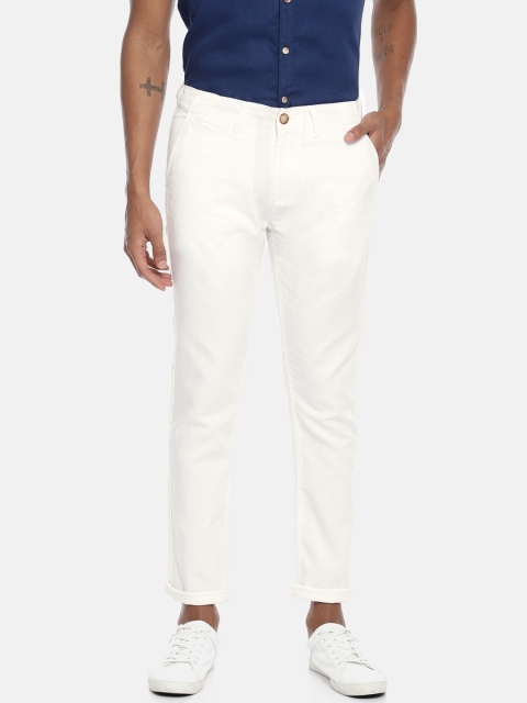 

Pepe Jeans Men White Alto Slim Fit Solid Regular Trousers