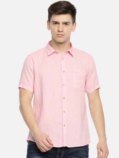 

Pepe Jeans Men Pink KINGZ Regular Fit Solid Linen Casual Shirt
