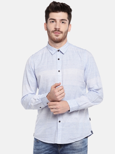 

Pepe Jeans Men Blue Regular Fit Striped Casual Shirt