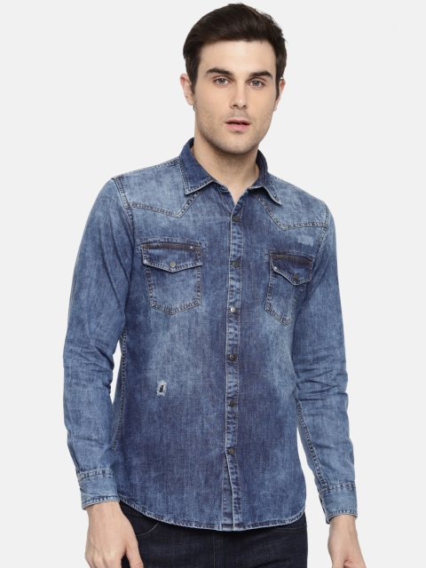 

Pepe Jeans Men Blue Slim Fit Faded Casual Denim Shirt