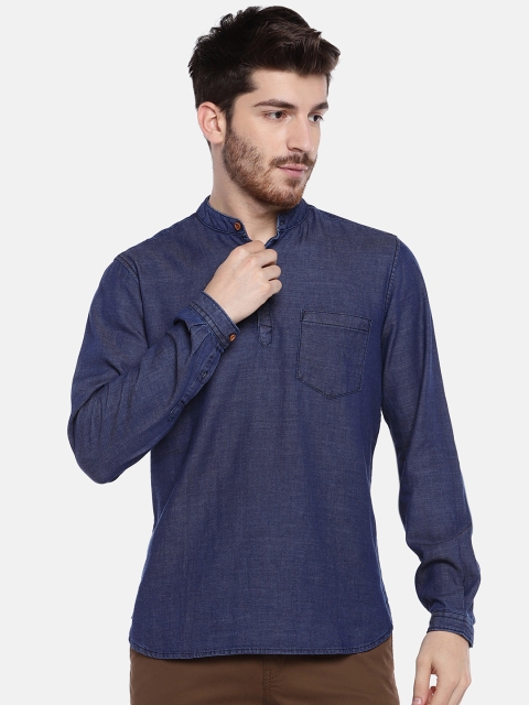 

Pepe Jeans Men Blue Regular Fit Solid Chambray Casual Shirt