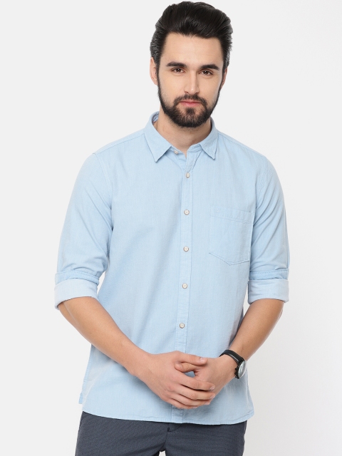 

Pepe Jeans Men Blue Regular Fit Self Design Casual Shirt