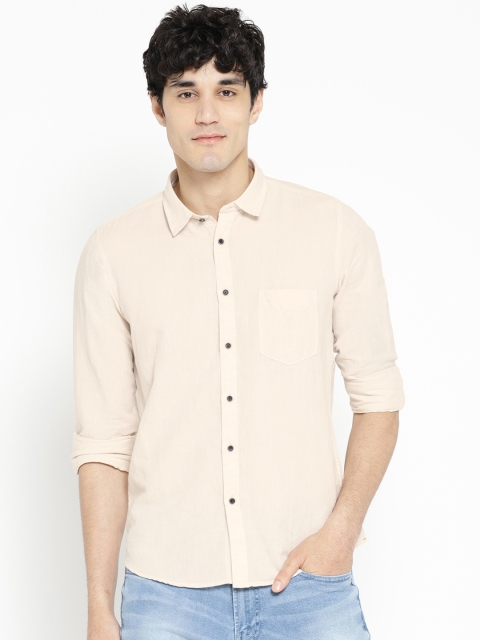 

Pepe Jeans Men Cream-Coloured Regular Fit Solid Casual Shirt