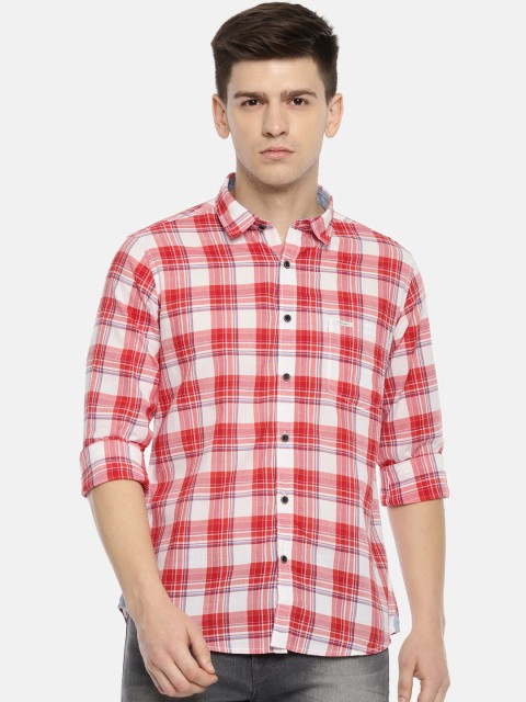 

Pepe Jeans Men Red & White Slim Fit Checked Casual Shirt
