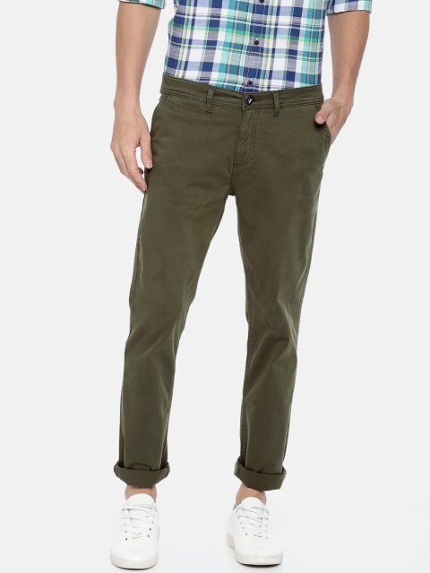 

Pepe Jeans Men Olive Green Slim Fit Solid Chinos