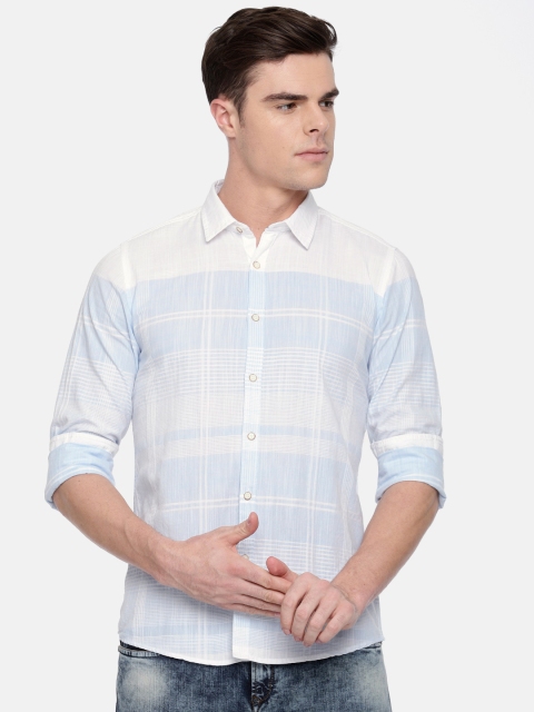 

Pepe Jeans Men Blue & White Slim Fit Striped Casual Shirt