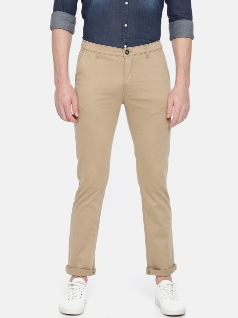 

Pepe Jeans Men Khaki Brown Slim Fit Solid Chinos