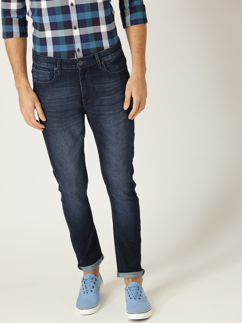 

United Colors of Benetton Men Navy Blue Regular Fit Mid-Rise Clean Look Stretchable Jeans