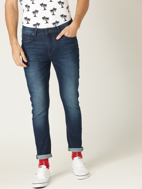 

United Colors of Benetton Men Navy Blue Regular Fit Mid-Rise Clean Look Stretchable Jeans