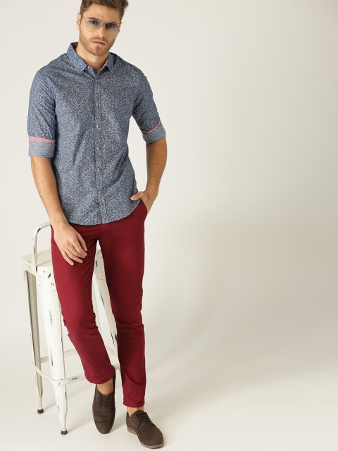

United Colors of Benetton Men Blue Slim Fit Printed Casual Shirt