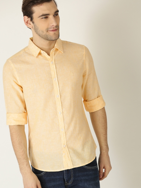 

United Colors of Benetton Men Yellow Regular Fit Solid Casual Shirt