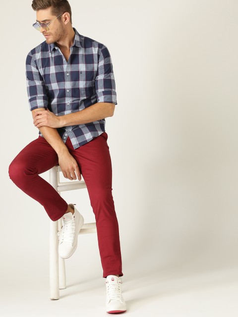 

United Colors of Benetton Men Blue Regular Fit Checked Casual Shirt