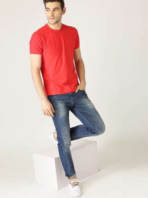 

United Colors of Benetton Men Blue Skinny Fit Mid-Rise Low Distress Stretchable Jeans